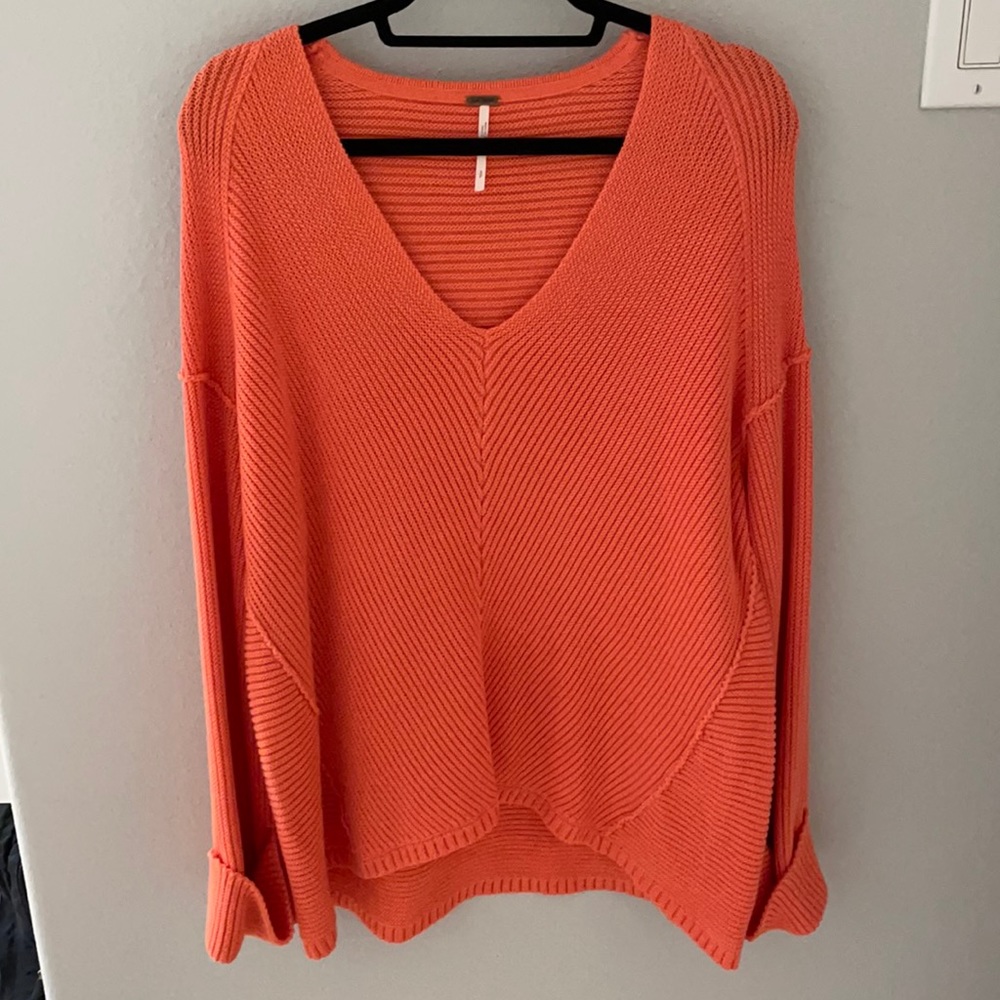 Free People Damsel Orange Bell Long Sleeve Top